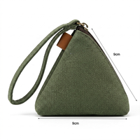 Sac de shopping portable en toile triangulaire, grande capacité, structure robuste, petit format, avec porte-monnaie et dragonne, vente en gros