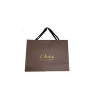 Logo personnalisé de haute qualité, poignée de sac en papier brun doré pour boutique, technologie d'impression offset numérique