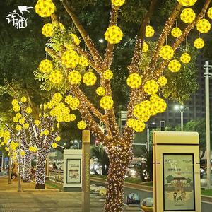 Lámpara de bola de Hortensia impermeable para exteriores, iluminación de árbol de PVC para paisaje de <span class=keywords><strong>calle</strong></span>, lámpara de árbol de bola colgante decorativa de Navidad - Product Image 4