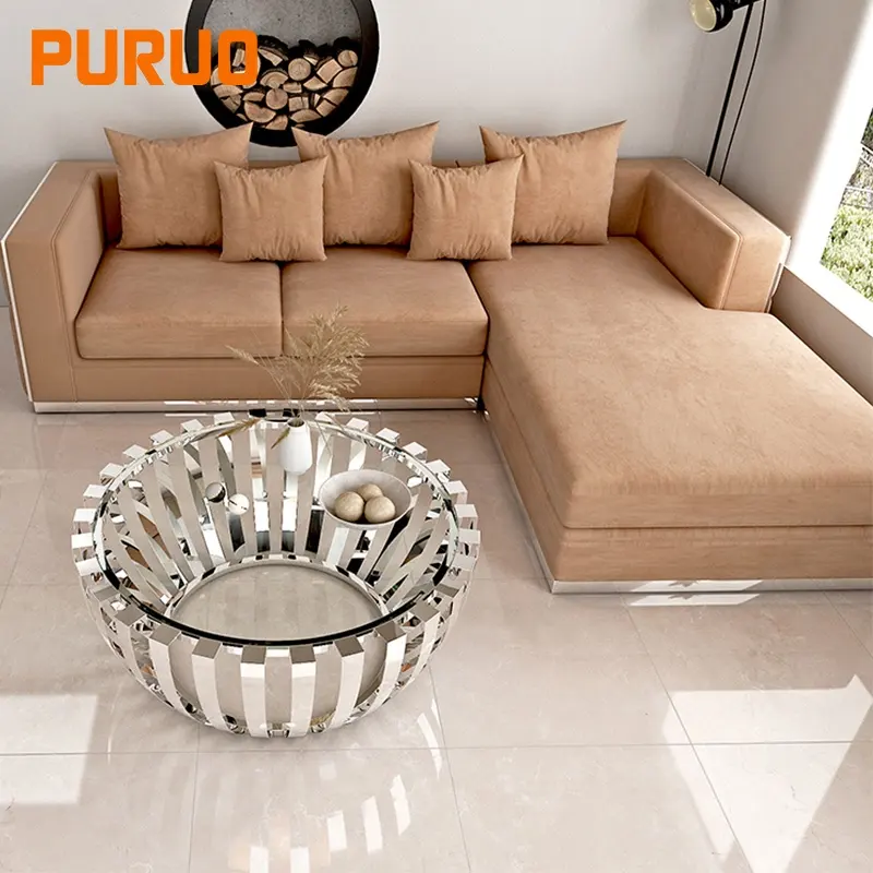 PURUO luxury living room home furniture set di divani in velluto ad angolo reclinabile componibile in stile moderno