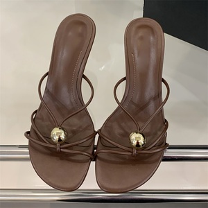 2025 Summer <b>Open</b> <b>Toe</b> High <b>Heels</b> European American Fashion Temperament Stiletto Sexy Outdoor Ladies Slippers - Product Image 2