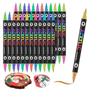 Vente flash <span class=keywords><strong>YEKO</strong></span> Ensemble d'art pour enfants de 12 pièces, pinceau acrylique à double pointe, deux couleurs, 24 couleurs, papeterie de graffiti, peinture - Product Image 3