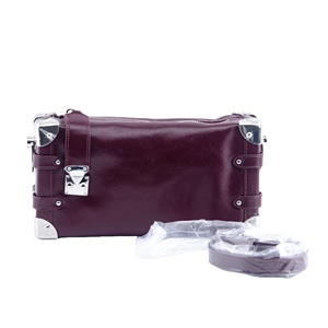 Pochette Vintage bordeaux in vera pelle con angoli in metallo, borsa a tracolla da donna con cinturino, server OEM & ODM - Product Image 5