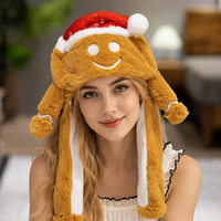 Chapeau en peluche Grinch de Noël avec oreilles mobiles à air comprimé, 100 % coton tricoté en polaire, unisexe, décontracté, pour l'hiver