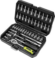 Jeu de 46 clés à cliquet à douille de 1/4 pouces avec embout métrique et barre d'extension personnalisable OEM pour usage industriel