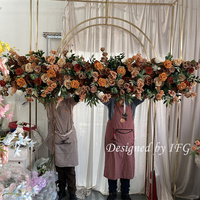 Chemin de table artificiel IFG de 2,1 m de long, motif floral marron, idéal pour les arrangements de table de mariage