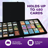 Classeur de cartes à 12 pochettes, album de rangement pour 480 cartes à collectionner, livre de rangement sans anneaux à fermeture éclair pour cartes de jeux et de sport – Fourniture directe usine