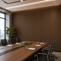 Panneau mural acoustique en bois de noyer WYRAX, lattes en bois, feutre noir, 2400x600x21mm, panneau absorbant le son, décoration murale pour salle de réunion
