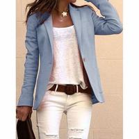 Veste décontractée pour femme à revers cranté, manches longues, un bouton, pour le bureau ou les affaires, avec poches