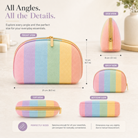 Trousse de Maquillage Tendance en Toile avec Étuis Épais et Spacieux, Couleur Unie, Logo Personnalisé, pour Nettoyant Visage et Produits de Beauté