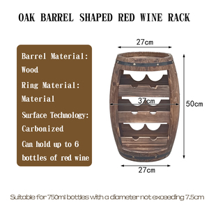 Meuble de présentation vertical en chêne antique pour bouteilles de <span class=keywords><strong>vin</strong></span>, forme tonneau, capacité 7 bouteilles, hauteur 50 cm, idéal pour les fêtes, durable - Product Image 2