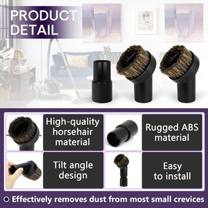 Ensemble de 3 brosses rondes en poils de cheval noirs pour <span class=keywords><strong>aspirateur</strong></span>, adaptées à la plupart des aspirateurs, taille 1 1/4 pouces - Product Image 5