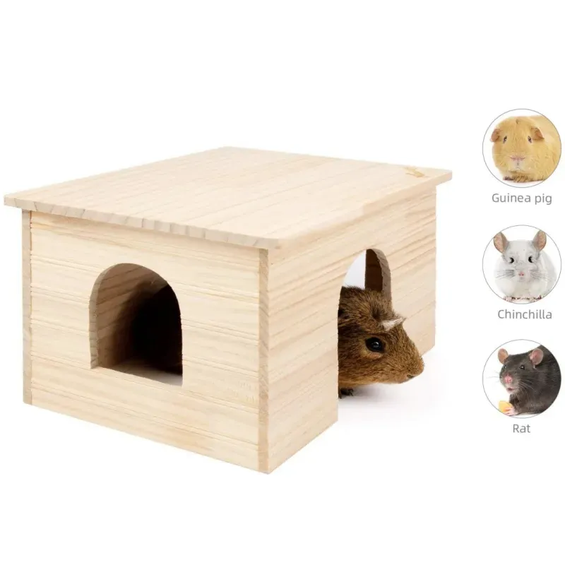 Large Space Natural Hut Hideout Unfinished Wooden Pet House wholesale hamster cage pet houses furniture wood