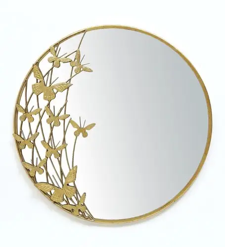 SWT 2020 NEW Hot Selling Metal Gold Frame Round Butterfly Decorative Wall Mirror