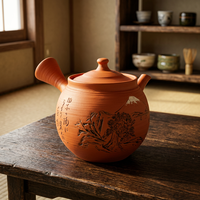 Tokoname Yaki Kyusu théière classique argile rouge Fuji Waka gravure 250ml passoire à thé en céramique poterie japonaise artistes artisanaux