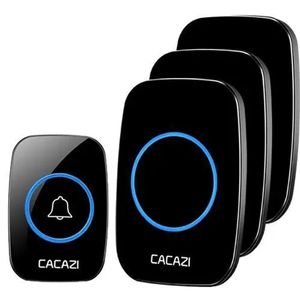 CACAZI A10-3 Sonnette sans fil étanche 300M Sonnette <span class=keywords><strong>de</strong></span> <span class=keywords><strong>porte</strong></span> à distance 110V <span class=keywords><strong>220V</strong></span> Batterie 1 émetteur 3 récepteurs - Product Image 1