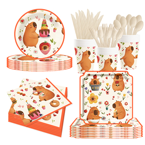 DAMAI Artículos para Fiesta de Cumpleaños de Capibara, Platos de Papel de Capibara, Servilletas, Vajilla de Animales para la Cena, Recuerdos de Fiesta, Suministros para Mesa de Animales, Sirve para 8 Personas - Product Image 5