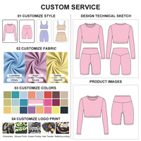 Fabricant d'ensembles de vêtements de yoga et de sport personnalisés de couleur unie, fournisseur de vêtements de sport effet seconde peau, haut court à manches longues et short cycliste