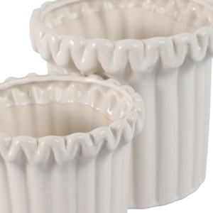Vasi in ceramica con bordo arricciato per decorazioni di piante da interno ed esterno - Product Image 4