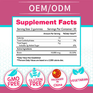 Suplemento orgánico para el crecimiento del cabello con etiqueta privada OEM al por mayor, gominolas de biotina, gominosas, vitaminas para la piel y las uñas del cabello - Product Image 2
