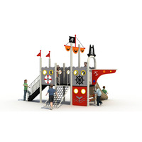 Équipement de terrain de jeu extérieur commercial en panneaux PE, centre de jeux pour enfants avec toboggan en plastique et maisonnette, fabricant sur mesure