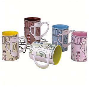 Taza de Café de Cerámica de 11 oz con Diseño de Puntos Verdes, con Cuchara, Apta <span class=keywords><strong>para</strong></span> Microondas y Lavavajillas, Decoración <span class=keywords><strong>para</strong></span> el Hogar y el Jardín - Product Image 5