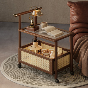 Chariot et support <span class=keywords><strong>à</strong></span> collation <span class=keywords><strong>à</strong></span> <span class=keywords><strong>roulettes</strong></span> de style antique moderne et durable Petite armoire de salon pour meubles de maison pour canapé et lit - Product Image 1