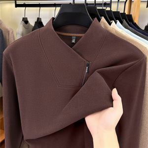 Cross-border Wholesale High-quality Double-sided Fleece Long-sleeve <strong>Hoodie</strong> <strong>Mens</strong> New Autumn Stand-collar Pullover Casual Solid - Product Image 4