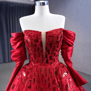 Robe de soirée modeste rouge à paillettes de haute qualité, taille plus, Jancember 231061 - Product Image 2