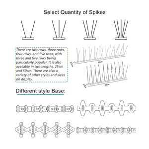 Wall Top Control Pigeon <strong>Bird</strong> <strong>Repellent</strong> Plastic Base Stainless Steel Thorn Anti <strong>Bird</strong> Spikes - Product Image 5