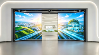 Mur vidéo LED coulissant entièrement automatique pour intérieur, haute définition, couleur intégrale, pour salle d'exposition