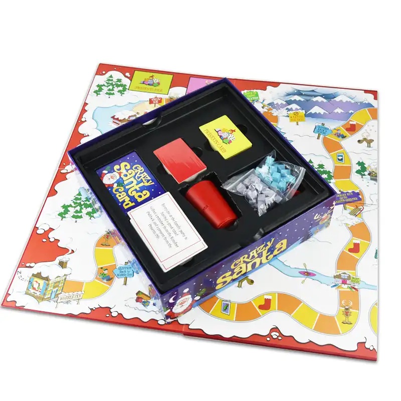 Özel toptan tasarım baskı katlanabilir kağıt tahta oyunları yüksek kaliteli plastik zar parça jetonu Spinner kurulu oyunu