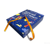 Boîte de calendrier de l'avent pliable haut de gamme écologique de style français |   Compte à rebours du ciel étoilé de 24 jours |   Emballage avec ruban à nouer, couleur pleine