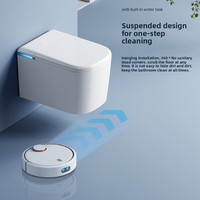 WC intelligent mural haut de gamme avec télécommande, en céramique, pour salle de bain, avec siphon en P intégré