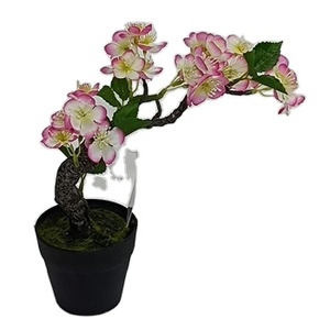 Plante artificielle en pot de fleurs de pêcher/cerises en polyester/soie de 25cm pour la fête des mères et Noël - Product Image 1