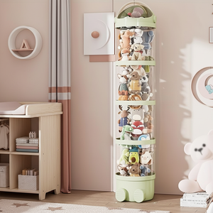 Organizzatore Impilabile a 4 Ripiani per Giocattoli di Peluche, Materiale PET Trasparente, Coperchio con Cerniera, Capacità 3,2 Piedi Cubi, Modello AL1151 - Product Image 3