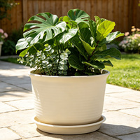 Pot de fleurs en PP durable de grande taille avec trou de drainage, capacité de 17,2 L, design minimaliste pour la maison, le jardin et le bureau