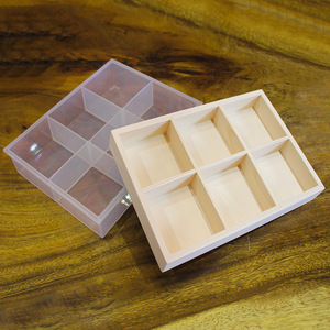 DIY material storage boxes, solid wood boxes <b>with</b> categorized dustproof grids, transparent plastic accessory boxes, and mosaic - Product Image 2