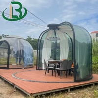 Dôme de glamping de luxe, tente en polycarbonate préfabriquée transparente, chambre ciel étoilé avec salle de bain pour le camping en plein air