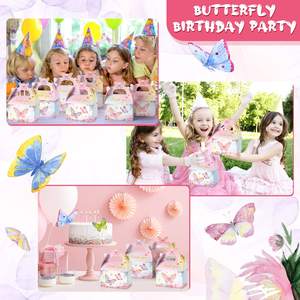 Bolsa de Papel de Lujo para Dulces, Diseño de Mariposas, Papel Impreso Offset Blanco, <span class=keywords><strong>JUMI</strong></span> JM-11121, Asa de Mano, Reciclable, para Regalos de Comida - Product Image 5