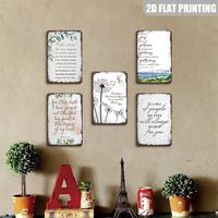 Letrero Metálico Floral con Versículo Bíblico, Decoración de Pared con Escritura Inspiradora para Dormitorio, Hogar o Granja