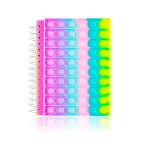 New Trend Hot Sale Colorful Spiral Notebook Twin-Wire Binding Silicone Push Pop Notebook for Kids Pop Notebook