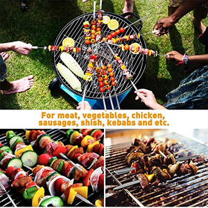 Baguettes à brochettes en acier inoxydable poli de 17 pouces, réutilisables et portables, pour barbecue au charbon de bois, accessoires de grillade - Product Image 3