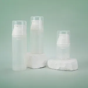 Botol pengap PP putih 50ml 80ml 100ml 120ml 150ml botol pompa tanpa udara isi ulang putih dengan pompa untuk kosmetik