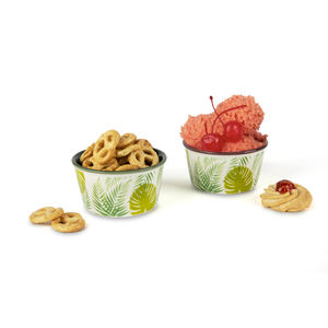 Set di 6 Ciotole Excelsa in Porcellana con Motivo Fogliame 9x5x9 Cm Multicolore - Product Image 4