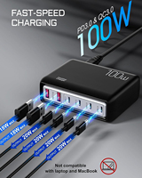 100W Gan Chargeur Usb Station De Charge Hub Bloc Chargeur De Bureau Power Strip Cargador Multiple Usb Laadstation Pour iphone