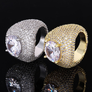 Wholesale Unisex Classic Style <b>Iced</b> Zircon <b>Ring</b> Full Diamond Gold/Silver Plated Alloy Jewelry for Gift Party Anniversary - Product Image 5