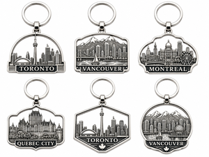 Porte-clés souvenir de <span class=keywords><strong>voyage</strong></span> personnalisé en alliage de zinc imprimé en 3D, paysage urbain de Toronto, Vancouver, Montréal, feuille d'érable - Product Image 3