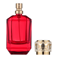 Fabrik-Großhandel Maßgefertigte 50ml 100ml Luxuriöse Rubinrote Achteckige Transparente Parfümflasche 30ml Leere Duftflaschen mit Verschluss