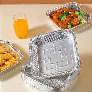 Bandeja Cuadrada de Aluminio Desechable para Llevar, Contenedor de Alimentos para Aerolíneas, Bandeja de Papel de Aluminio para Vaporera, Caja con Tapas - Product Image 3